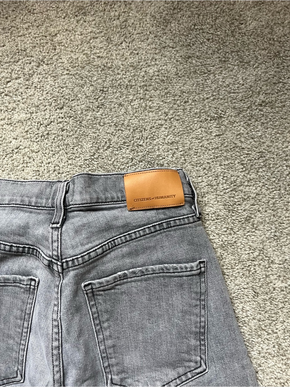 Ann Taylor Men's Gray Slim Straight Jeans with Tan Leather Patch